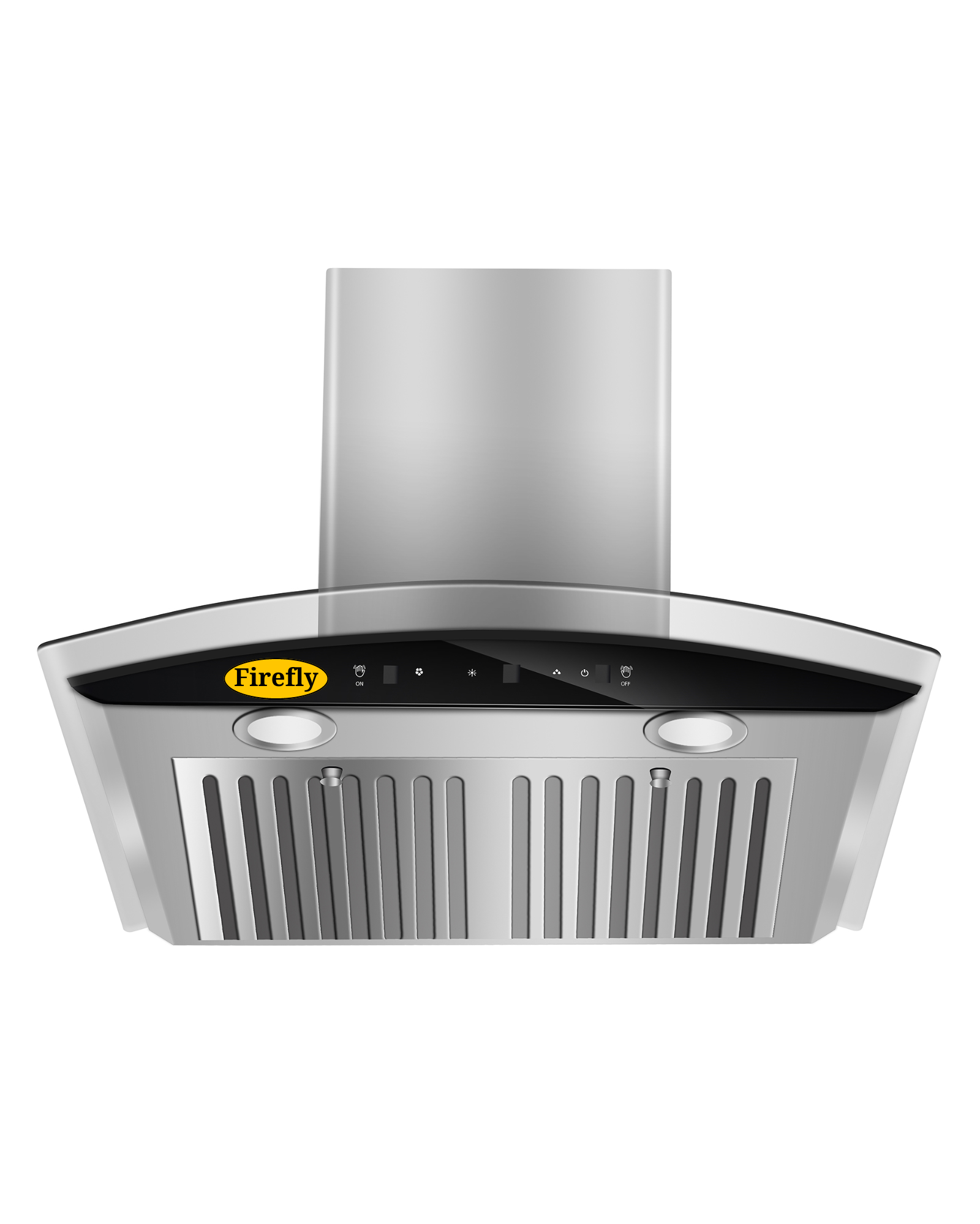 Auto Clean Chimney Curved Glass Baffle Filters with Motion Sensor 60cm 1300 m³/h – (Mirach 1300 SS)